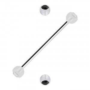 Industrial-Piercing Zwei Kugeln Transparente Strass Schwarz