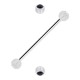 Black Strass Transparent Two Balls Industrial Piercing Ring