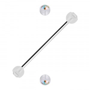 Industrial-Piercing Zwei Kugeln Transparente Strass Mehrfarbig