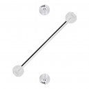 Industrial-Piercing Zwei Kugeln Transparente Strass Weiß