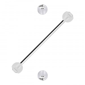 Industrial-Piercing Zwei Kugeln Transparente Strass Wei&szlig;