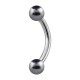 Two Gray Fake Pearls 316L Steel Curved Bar Eyebrow Ring