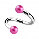 Pink Fake Pearls Two Balls Twisted Piercing Ring