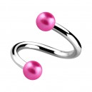 Spiral-Piercing Zwei Kugeln Falsche Perlen Rosa