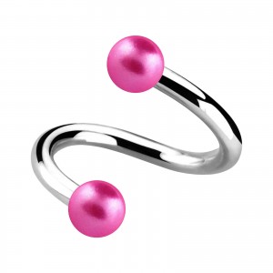 Spiral-Piercing Zwei Kugeln Falsche Perlen Rosa