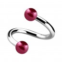 Spiral-Piercing Zwei Kugeln Falsche Perlen Rot