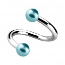 Spiral-Piercing Zwei Kugeln Falsche Perlen T&uuml;rkis