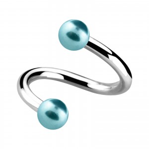 Spiral-Piercing Zwei Kugeln Falsche Perlen Türkis