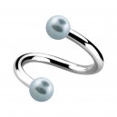 Spiral-Piercing Zwei Kugeln Falsche Perlen Hellblau