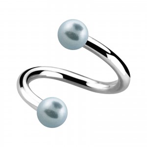 Spiral-Piercing Zwei Kugeln Falsche Perlen Hellblau