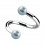 Spiral-Piercing Zwei Kugeln Falsche Perlen Hellblau