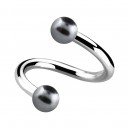 Spiral-Piercing Zwei Kugeln Falsche Perlen Grau