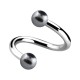 Gray Fake Pearls Two Balls Twisted Piercing Ring