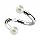 Spiral-Piercing Zwei Kugeln Falsche Perlen Perlwei&szlig;