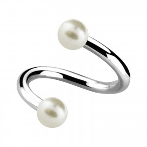 Spiral-Piercing Zwei Kugeln Falsche Perlen Perlwei&szlig;