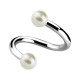 Pearly White Fake Pearls Two Balls Twisted Piercing Ring