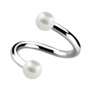 Spiral-Piercing Zwei Kugeln Falsche Perlen Reinwei&szlig;