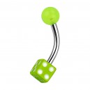 Transparent Green Acrylic Navel Belly Button Ring w/ Dice