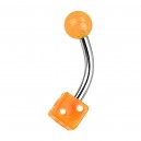 Transparent Orange Acrylic Navel Belly Button Ring w/ Dice