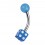 Transparent Blue Acrylic Navel Belly Button Ring w/ Dice