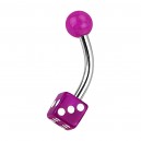 Transparent Purple Acrylic Navel Belly Button Ring w/ Dice