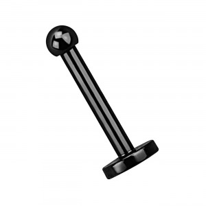 Micro-Labret-Piercing Blackline 1.0 mm / 18 G Eloxiert Schwarz Mini-Kugel