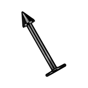 Micro-Labret-Piercing Blackline 1.0 mm / 18 G Eloxiert Schwarz Mini-Spitze