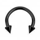 Micro-Hufeisen-Piercing Ohr Blackline Eloxiert Schwarz Mini-Spitzen