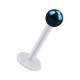 Labret-Piercing Stecker Bioflex PTFE Wei&szlig; Kugel Eloxiert Blau