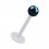 Labret-Piercing Stecker Bioflex PTFE Wei&szlig; Kugel Eloxiert Blau