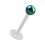 Labret-Piercing Stecker Bioflex PTFE Wei&szlig; Kugel Eloxiert Mehrfarbig