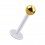 Labret-Piercing Stecker Bioflex PTFE Wei&szlig; Kugel Eloxiert Golden