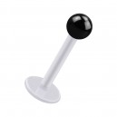 Labret-Piercing Stecker Bioflex PTFE Wei&szlig; Kugel Eloxiert Schwarz