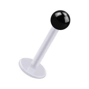 Labret-Piercing Stecker Bioflex PTFE Weiß Kugel Eloxiert Schwarz