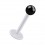 Labret-Piercing Stecker Bioflex PTFE Wei&szlig; Kugel Eloxiert Schwarz