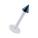 Labret-Piercing Stecker Bioflex PTFE Weiß Spitze Eloxiert Blau