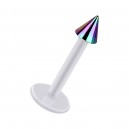 Labret-Piercing Stecker Bioflex PTFE Weiß Spitze Eloxiert Mehrfarbig