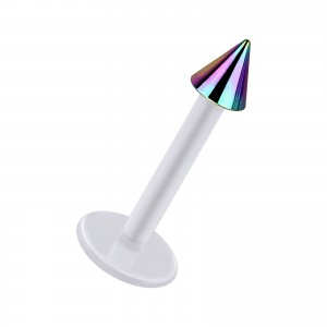 Labret-Piercing Stecker Bioflex PTFE Weiß Spitze Eloxiert Mehrfarbig