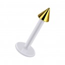 Labret-Piercing Stecker Bioflex PTFE Weiß Spitze Eloxiert Golden