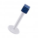 Labret-Piercing Stecker Bioflex PTFE Wei&szlig; W&uuml;rfel Eloxiert Blau
