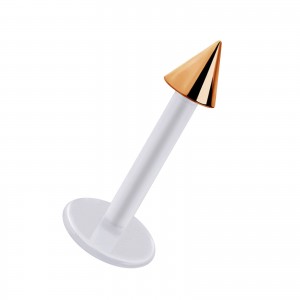 Labret-Piercing Stecker Bioflex PTFE Weiß Spitze Eloxiert Golden Rosa