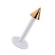 Labret-Piercing Stecker Bioflex PTFE Wei&szlig; Spitze Eloxiert Golden Rosa