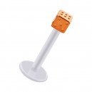 Labret-Piercing Stecker Bioflex PTFE Weiß Würfel Eloxiert Golden Rosa