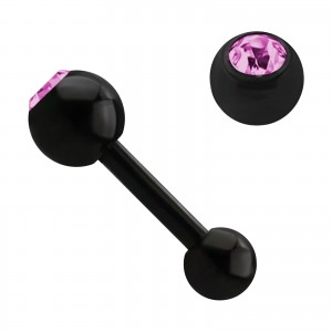 Pink Strass 4mm Ball Black Anodized Cartilage Piercing Ring
