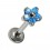 Piercing Labret Titan 23G Innengewinde Blume 5 Strass Blaue