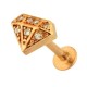 Knorpel-Piercing Stahl 316L Diamant Geformt 7 Strass Gold Rosa