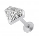 Piercing Knorpel Stahl 316L Diamant Geformt 7 Strass Metallisiert