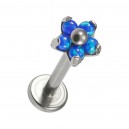 Labret-Piercing Innengewinde Titan 23G Blume 5 Synth Opale Dunkelblaue