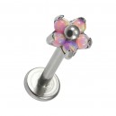 Labret-Piercing Innengewinde Titan 23G Blume 5 Synth Opale Rosa