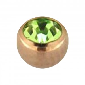 Rose Gold Only Piercing Loose Ball with Light Green Strass